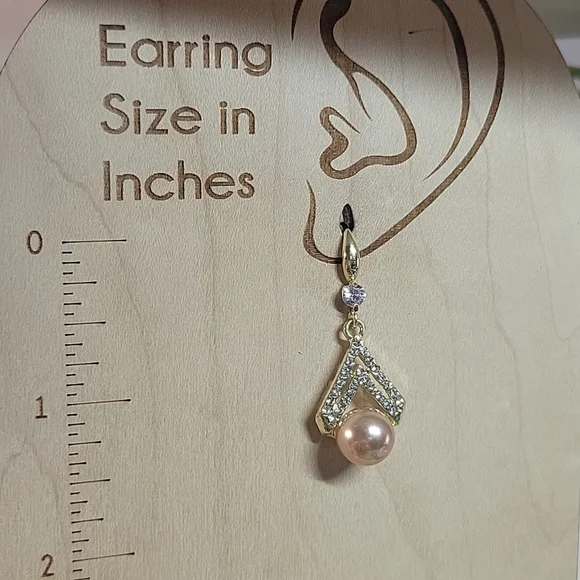 Chocolate Pearl CZ Drop Earrings, S925 wires - Picture 4 of 6